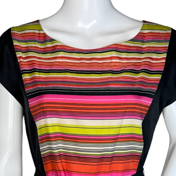 Banana Republic Dress Womens‎ 6 Black Multi Striped Panel Dress Sheath Colorful - Picture 5 of 8